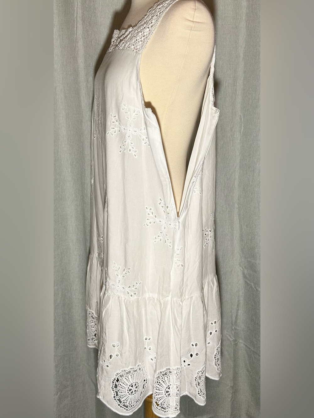 LOFT White Eyelet Midi Dress with Crochet Straps - Picture 9 of 12